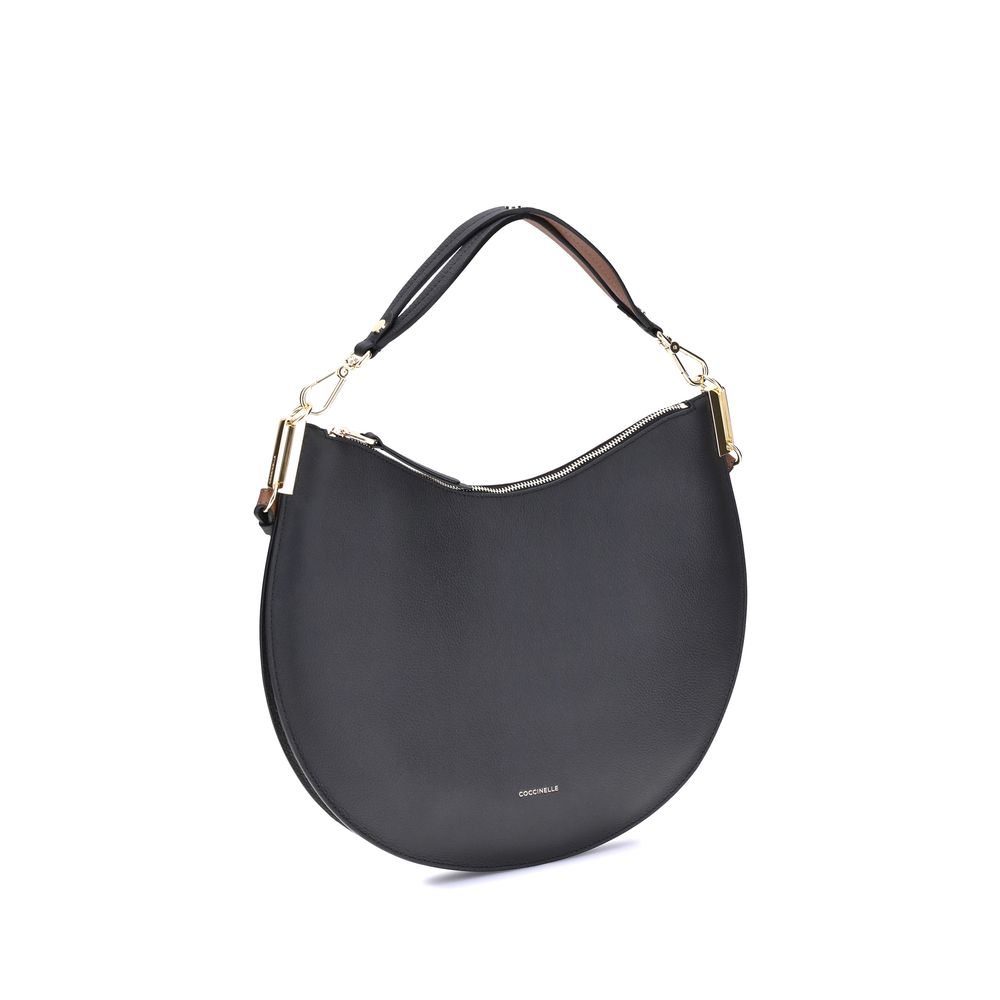 Coccinelle Schwarze Kalbshaut Bos Taurus Schultertasche